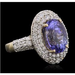 14KT Two-Tone Gold 5.40 ctw Tanzanite and Diamond Ring