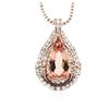 Image 1 : 14KT Rose Gold GIA Certified 49.49 ctw Morganite and Diamond Pendant With Chain
