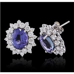 14KT White Gold 5.82 ctw Tanzanite and Diamond Earrings