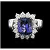 Image 2 : 14KT White Gold 3.54 ctw Tanzanite and Diamond Ring