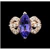 Image 2 : 5.12 ctw Tanzanite and Diamond Ring - 14KT Rose Gold