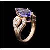 Image 3 : 5.12 ctw Tanzanite and Diamond Ring - 14KT Rose Gold