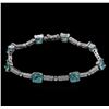 Image 1 : 7.20 ctw Apatite and Diamond Bracelet - 14KT White Gold
