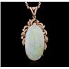 Image 1 : 14KT Rose Gold 19.53 ctw Opal and Diamond Pendant With Chain