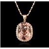 Image 1 : 14KT Rose Gold 29.85 ctw Morganite and Diamond Pendant With Chain