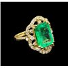 Image 1 : GIA Cert 5.37 ctw Emerald and Diamond Ring - 14KT Yellow Gold