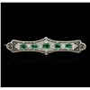 Image 1 : 18KT White Gold 1.30 ctw Emerald and Diamond Brooch