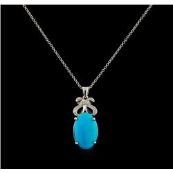 4.78 ctw Turquoise and Diamond Pendant With Chain - 14KT White Gold