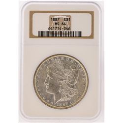 1887 NGC  MS64 Morgan Silver Dollar