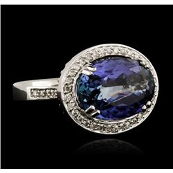 14KT White Gold 5.81 ctw Tanzanite and Diamond Ring