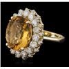 Image 1 : 14KT Yellow Gold 6.17 ctw Citrine and Diamond Ring