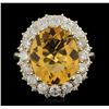 Image 2 : 14KT Yellow Gold 6.17 ctw Citrine and Diamond Ring