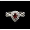 Image 2 : 0.50 ctw Diamond and Tourmaline Ring - 14KT White Gold