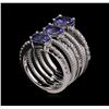 Image 2 : 2.20 ctw Tanzanite and Diamond Ring - 14KT White Gold