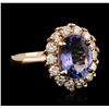 Image 1 : 14KT Rose Gold 2.68 ctw Tanzanite and Diamond Ring