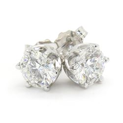 1.39 ctw Leo Diamond Stud Earrings - 14K White Gold