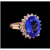 Image 1 : 6.70 ctw Tanzanite and Diamond Ring - 14KT Rose Gold