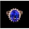 Image 2 : 6.70 ctw Tanzanite and Diamond Ring - 14KT Rose Gold