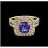 Image 2 : 14KT Yellow Gold 1.76 ctw Tanzanite and Diamond Ring