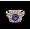 Image 2 : 14KT Yellow Gold 1.76 ctw Tanzanite and Diamond Ring