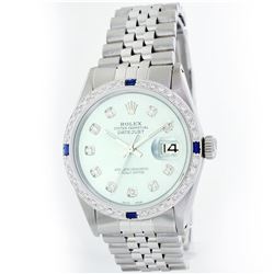 Rolex Stainless Steel Diamond and Sapphire DateJust Men's Watch