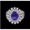 Image 2 : 14KT White Gold 2.71 ctw Tanzanite and Diamond Ring