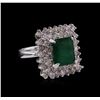 Image 1 : 14KT White Gold 3.34 ctw Emerald and Diamond Ring