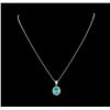 Image 1 : 3.20 ctw Apatite and Diamond Pendant With Chain - 14KT White Gold