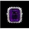 Image 2 : 13.48 ctw Amethyst and Diamond Ring - 14KT White Gold