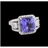 Image 1 : 4.95 ctw Tanzanite and Diamond Ring - 14KT White Gold