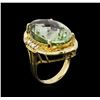 Image 3 : 14KT Yellow Gold 27.45 ctw Green Quartz and Diamond Ring