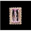 Image 2 : 21.94 ctw Kunzite and Diamond Ring - 14KT Rose Gold