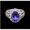 Image 2 : 3.81 ctw Tanzanite and Diamond Ring 14KT White Gold