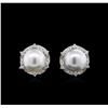 Image 1 : Pearl and Diamond Earrings - 18KT White Gold