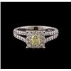 Image 2 : 1.09 ctw Fancy Yellow Diamond Ring - 14KT White Gold