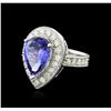 Image 1 : 14KT White Gold 4.26 ctw Tanzanite and Diamond Ring