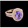 Image 1 : 2.42 ctw Tanzanite and Diamond Ring - 14KT Rose Gold