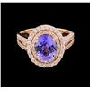 Image 2 : 2.42 ctw Tanzanite and Diamond Ring - 14KT Rose Gold