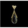 Image 2 : 6.02 ctw Aquamarine and Diamond Pendant - 18KT Yellow Gold