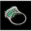 Image 3 : GIA Cert 6.11 ctw Emerald and Diamond Ring - 14KT White Gold