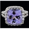 Image 1 : 14KT White Gold 6.81 ctw Tanzanite and Diamond Ring