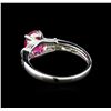 Image 3 : 1.18 ctw Pink Tourmaline and Diamond Ring - 14KT White Gold