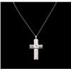 Image 2 : 2.10 ctw Diamond Cross Pendant With Chain - 14KT White Gold