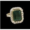 Image 1 : 14KT Yellow Gold 6.96 ctw Emerald and Diamond Ring