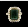 Image 2 : 14KT Yellow Gold 6.96 ctw Emerald and Diamond Ring