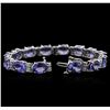 Image 3 : 14KT White Gold 25.66 ctw Tanzanite and Diamond Bracelet