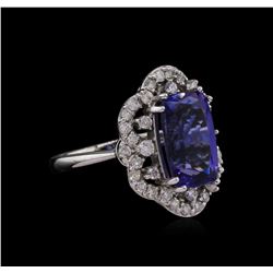 14KT White Gold 4.71 ctw Tanzanite and Diamond Ring