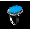 Image 4 : 7.52 ctw Turquoise and Diamond Ring - 14KT White Gold