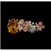 Image 2 : 4.68 ctw Citrine Quartz and Diamond Ring - 14KT Tri Color Gold