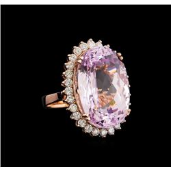 33.17 ctw Kunzite and Diamond Ring - 14KT Rose Gold